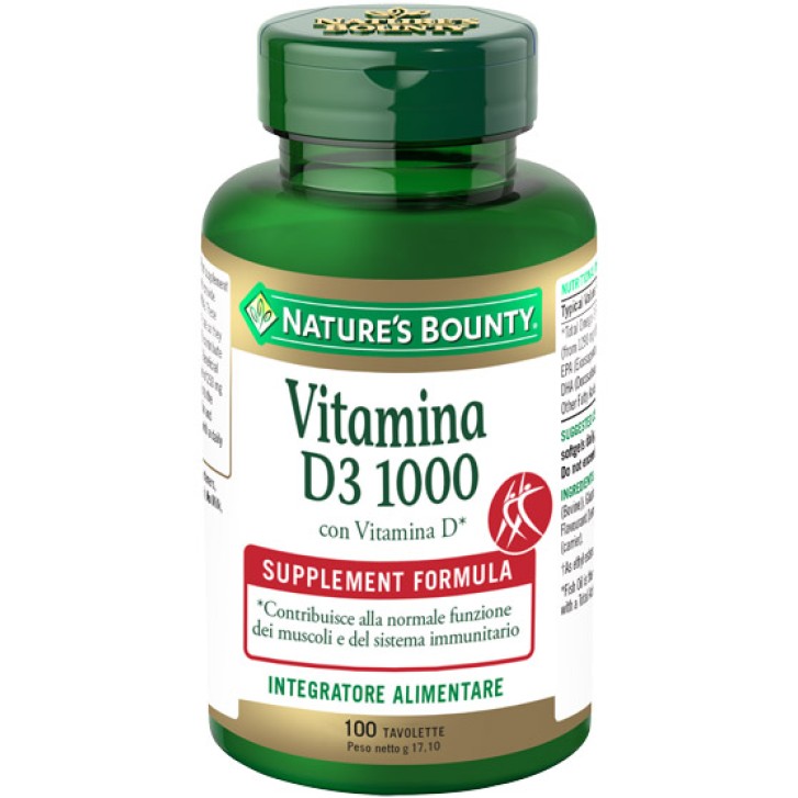 Nature's Bounty Vitamina D3-1000 100 Tavolette - Integratore Alimentare