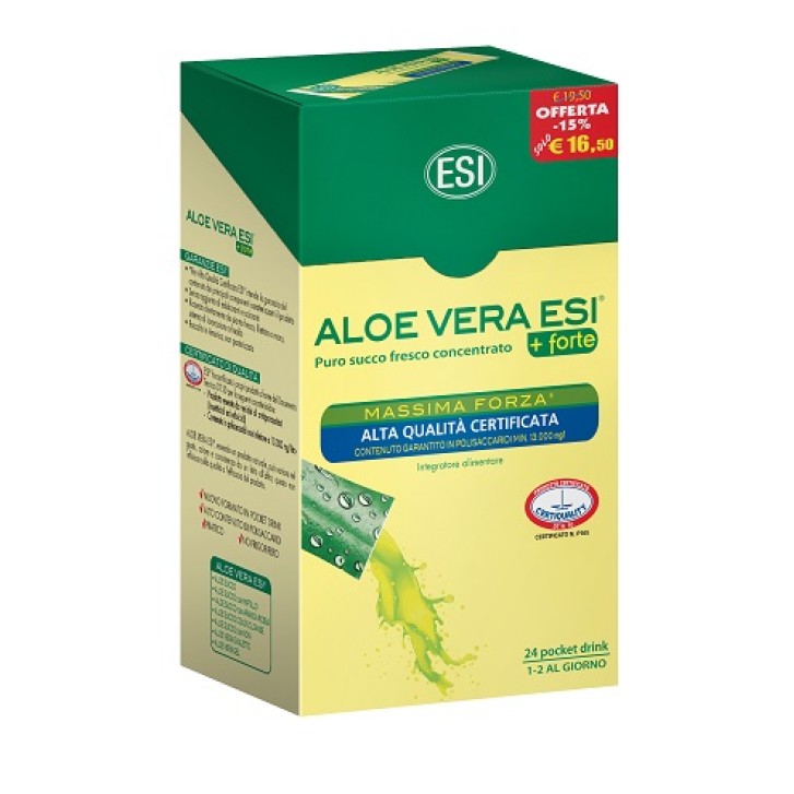 Esi Aloe Vera Succo+ Forte 24 Pocket Drink - Integratore Alimentare