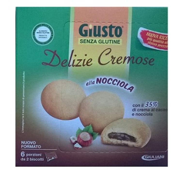 Giusto Senza Glutine Delizie Cremose alla Nocciola Gluren Free 180 grammi