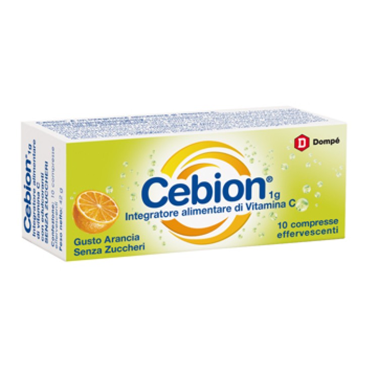 Cebion Effervescente Arancia Senza Zucchero 10 Compresse - Integratore Alimentare Vitamina C