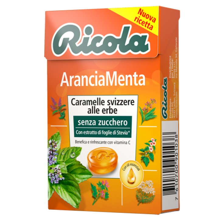 Ricola Caramelle Arancia-Menta Senza Zucchero 50 grammi