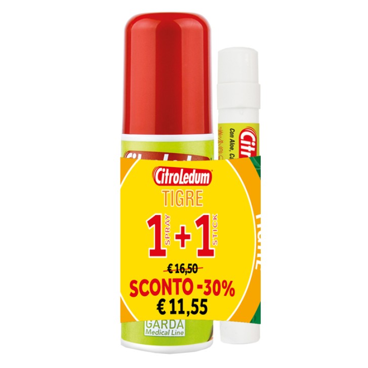Phyto Garda CitroLedum Tigre Kit Spray + Stick Lozione Repellente Antizanzare 100 ml