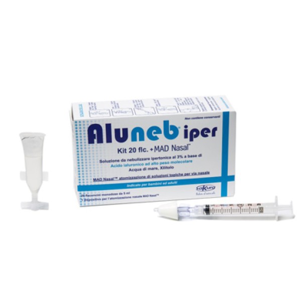 Aluneb Iper Kit 20 Flaconcini da Nebulizzare + Mad Nasale Siringa per Nebulizzazioni Nasali