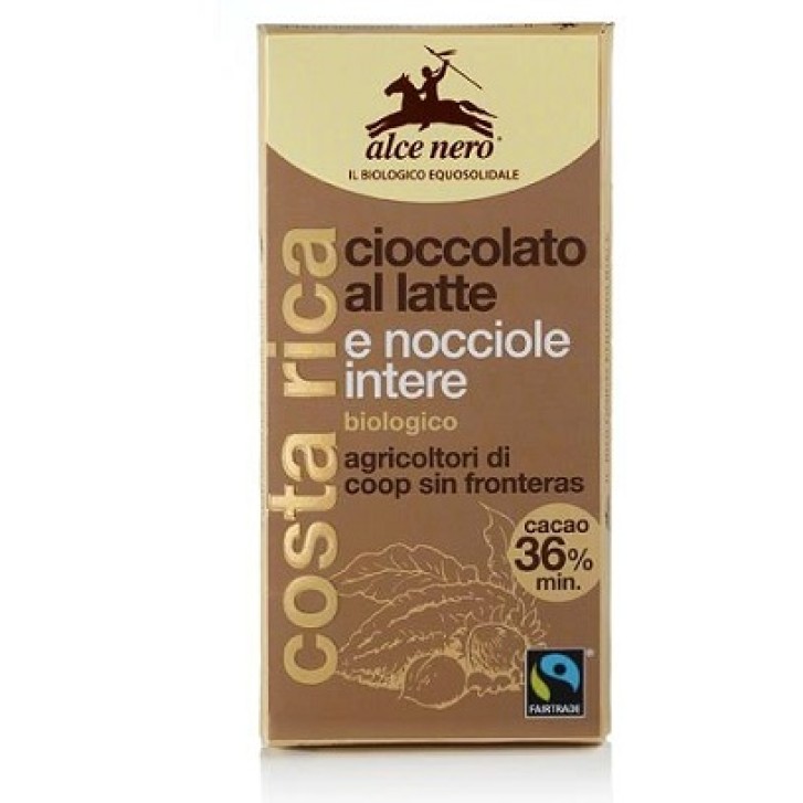 Alce Nero Tavoletta Cioccolato al Latte con Nocciole Intere Bio 100 grammi
