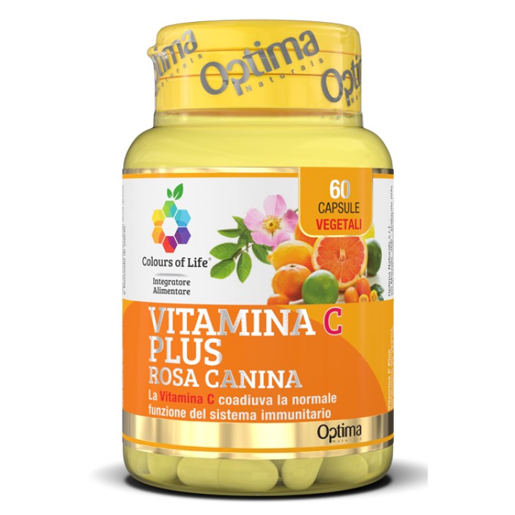 Optima Colour of Life Vitamina C Plus con Rosa Canina 60 Capsule - Integratore Difese Immunitarie
