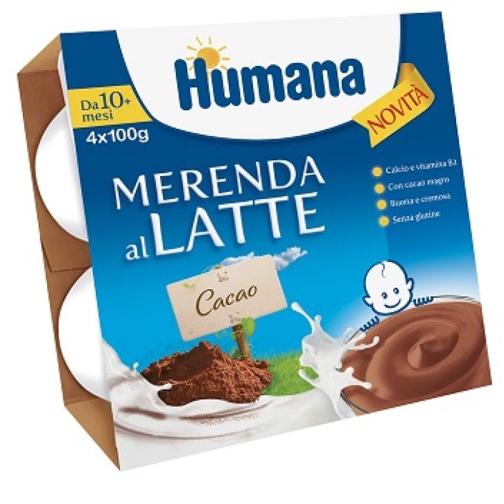 Humana Merenda Latte e Cioccolato 4 x 100 grammi