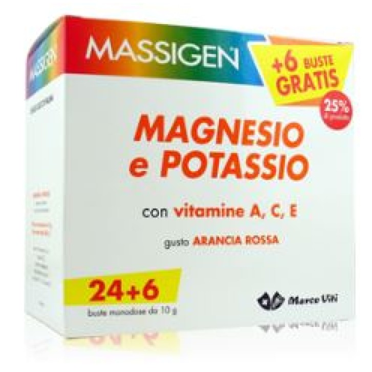 Massigen Viti Magnesio e Potassio 24 + 6 Bustine - Integratore Alimentare