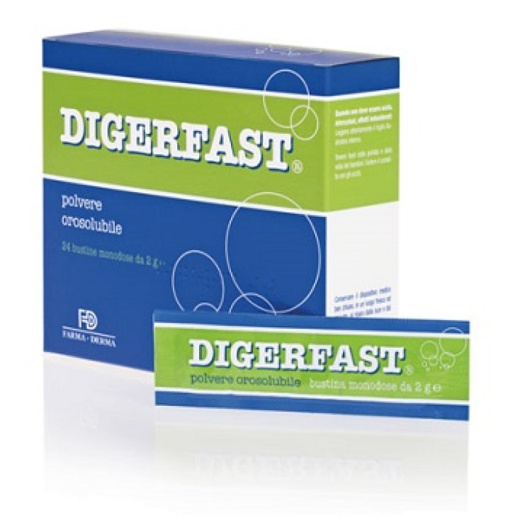 Digerfast Polvere Orosolubile 24 Bustine  - Integratore Disturbi Gastrointestinali e Senso di Pesantezza