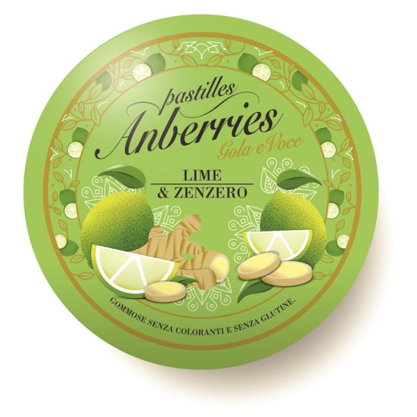Anberries Pastiglie Lime-Zenzero 55 grammi