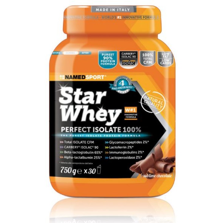 Named Sport Star Whey Perfect Isolate 100% Proteine Gusto Cioccolato 750 grammi