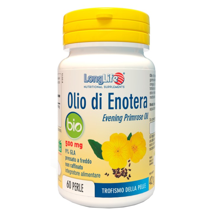 Longlife Olio di Enotera Bio 60 Perle - Integratore Trofismo Cutaneo