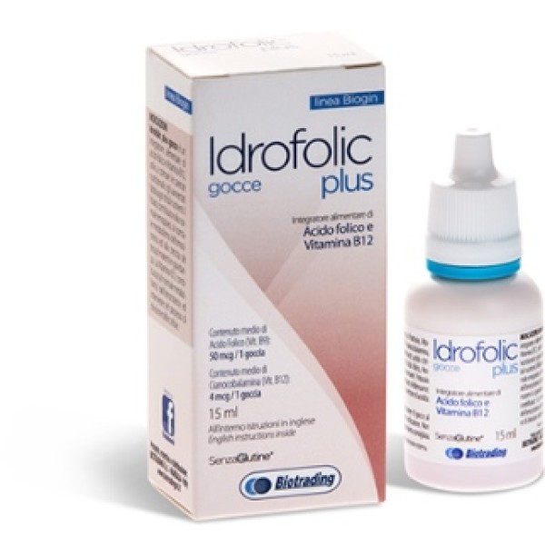 Idrofolic Plus Gocce 15 ml - Integratore di Acido Folico e Vitamina B12