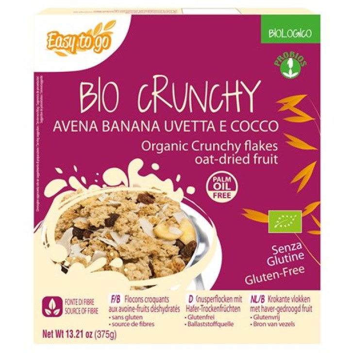 Easy To Go Bio Crunchy Avena Banana Uvetta e Cocco 375 grammi