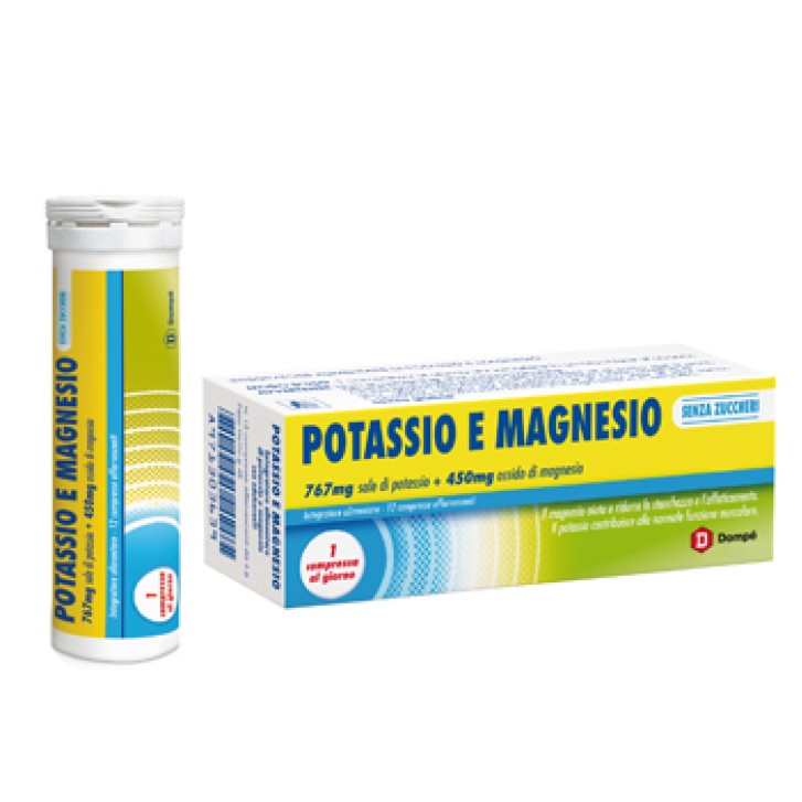 Potassio e Magnesio Senza Zuccheri 12 Compresse - Integratore Sali Minerali