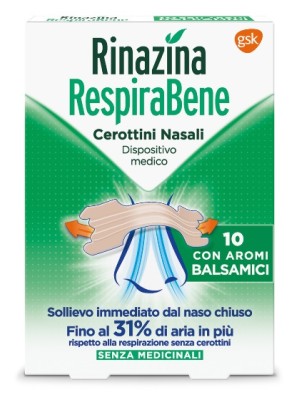 Rinazina RespiraBene Cerottini Nasali Aromi Balsamici 10 pezzi
