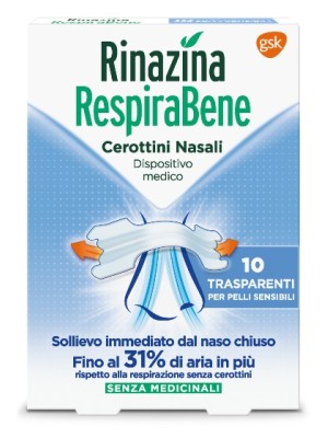 Rinazina RespiraBene Cerottini Nasali trasparenti 10 pezzi
