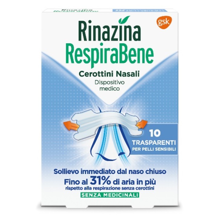 Rinazina RespiraBene Cerottini Nasali trasparenti 10 pezzi