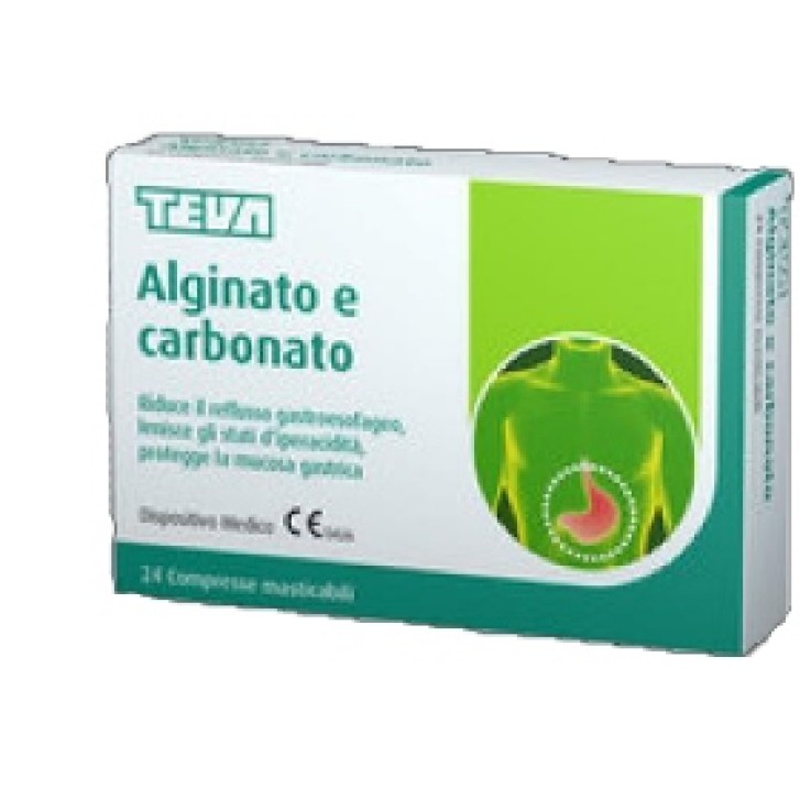Teva Alginato e Carbonato 24 Compresse Masticabili - Integratore Benessere Gastrointestinale