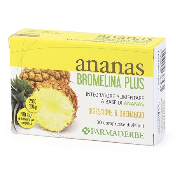 Farmaderbe Ananas Bromelina Plus 30 Compresse - Integratore Digestivo