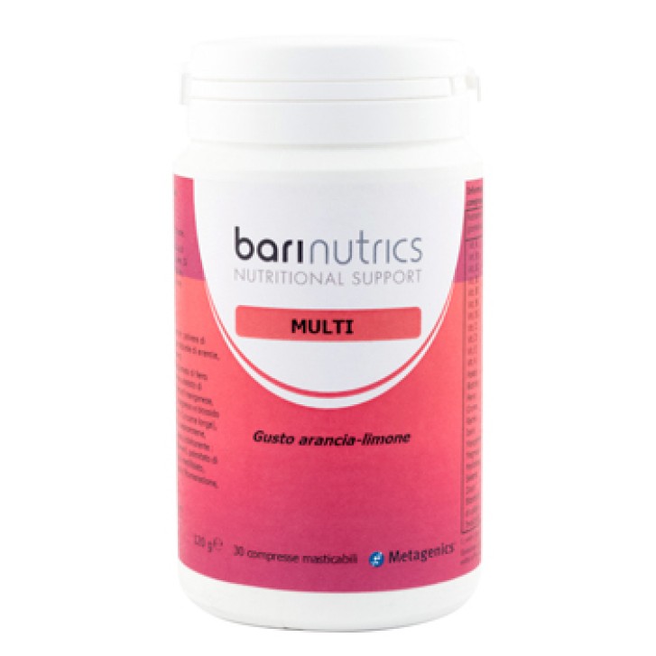 Barinutrics Multi Gusto Arancia - Limone 30 Compresse Masticabili - Integratore Vitamine e Minerali