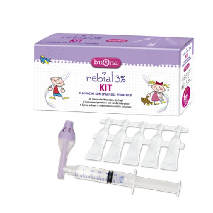 Nebial 3% Kit 20 Flaconcini + 1 Spray Pediatrico + 1 Siringa
