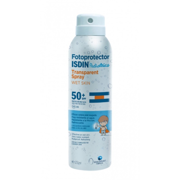Isdin Fotoprotector Spray Solare Trasparente Wet Skin Pediatrics SPF 50+ Protezione Bambini 250 ml