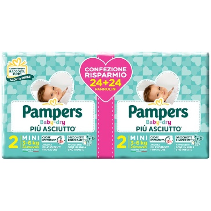 Pampers Baby Dry Mini Pannolini Taglia 2 da 3 - 6 kg 48 pezzi