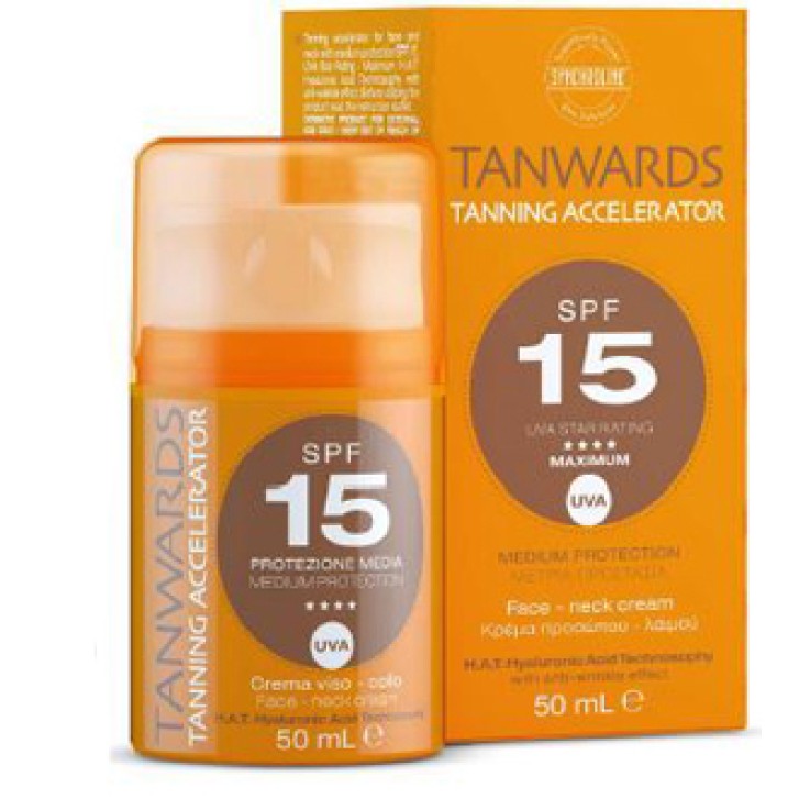 Tanwards Tanning Accellerator Face Crema Viso Solare SPF 15 Protezione Media 50 ml