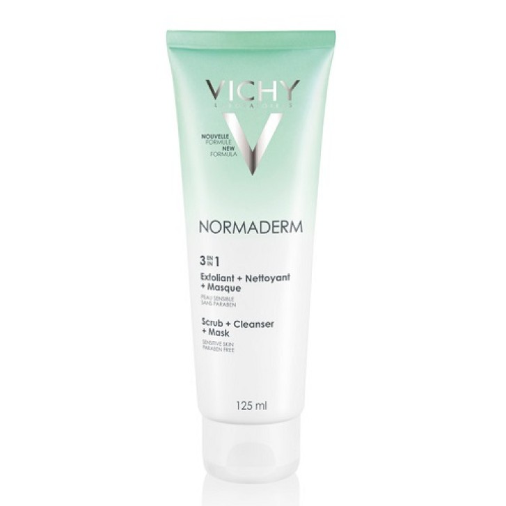 Vichy Normaderm 3in1 Maschera Esfoliante Detergente Pelle con Imperfezioni 125 ml