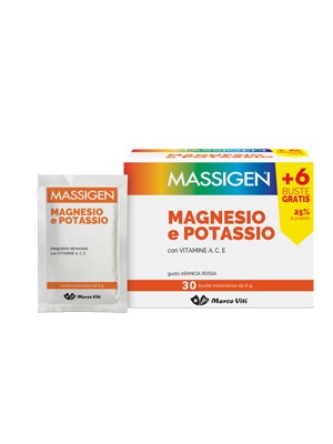 Massigen Magnesio e Potassio Viti 24 + 6 Bustine - Integratore Alimentare