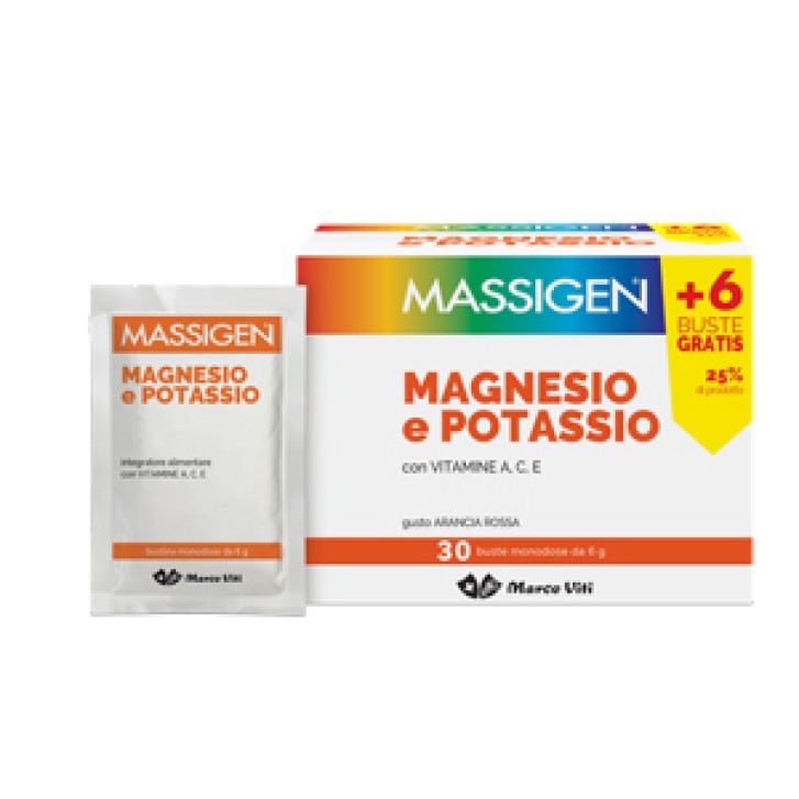 Massigen Magnesio e Potassio Viti 24 + 6 Bustine - Integratore Alimentare