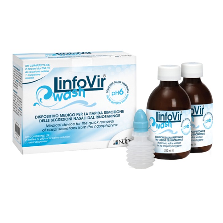 LinfoVir Wash Soluzione Salina Ipertonica Igiene Nasale 2 Flaconi 250 ml