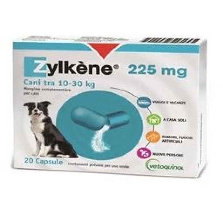 Zylkene 225 mg 20 Capsule - Integratore Problemi Comportamentali Cani Tra 10 a 20 Kg
