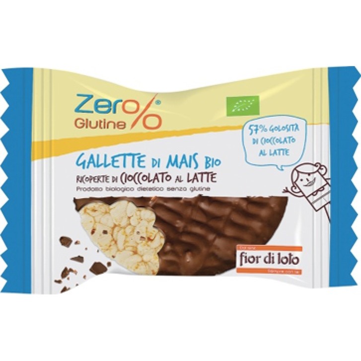 Fior di Loto Zero% Glutine Gallette di Mais Ricoperte di Cioccolato al Latte Bio 32 grammi