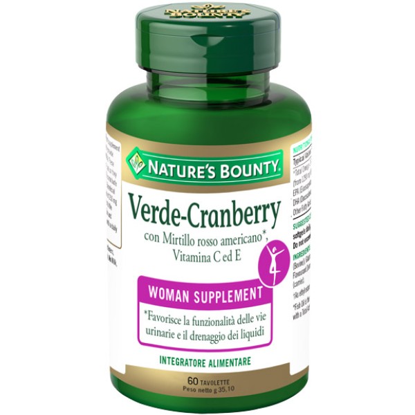 Nature's Bounty Verde-Cranberry 60 Tavolette - Integratore Alimentare