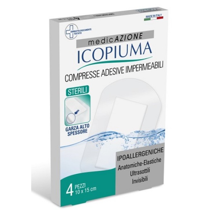 Icopiuma Compresse Adesive Impermeabili Sterili Post Operatorie 10 x 15 cm  4 pezzi