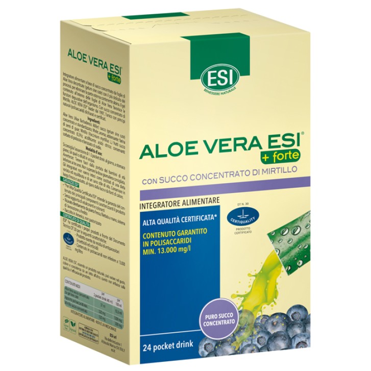 Esi Aloe Vera Succo Forte Mirtillo 24 Pocket Drink - Integratore Alimentare