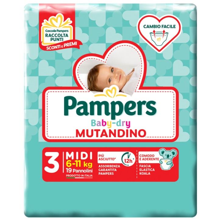 Pampers Baby Dry Mutandino Midi Misura 3 19 pezzi