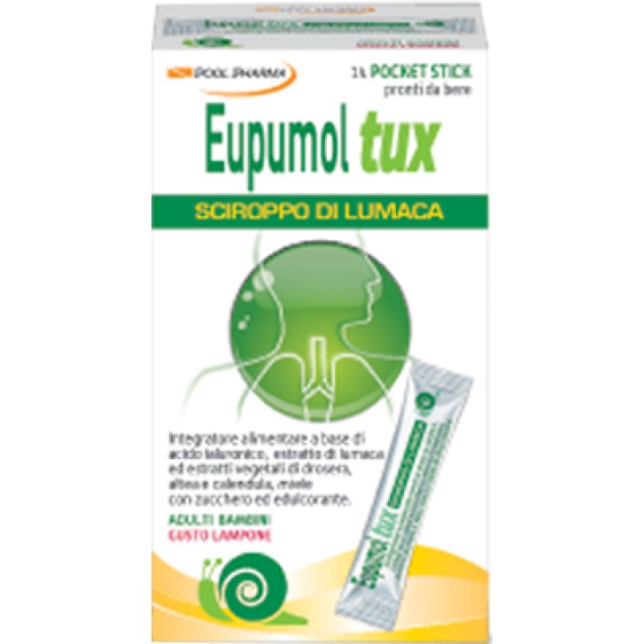 Eupamol Tux Sciroppo di Lumaca 14 Stick - Integratore Tosse Secca e Grassa