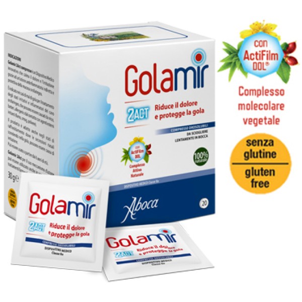 Aboca Golamir 2Act 20 Compresse Orosolubili - Integratore Gola Infiammata