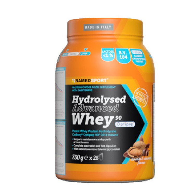 Named Sport Hydrolysed Advanced Whey Cioccolato e Mandorla 750 grammi - Integratore Alimentare