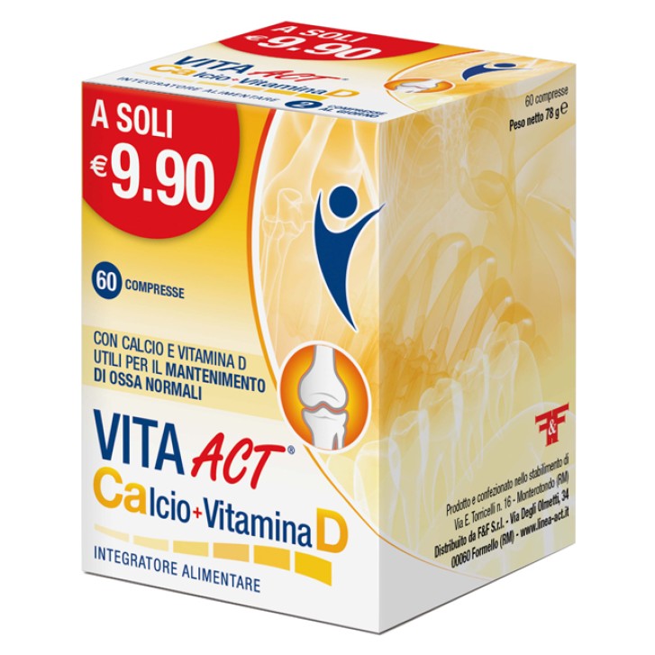 Vita Act Calcio + Vitamina D 60 Compresse - Integratore Alimentare Ossa e Denti