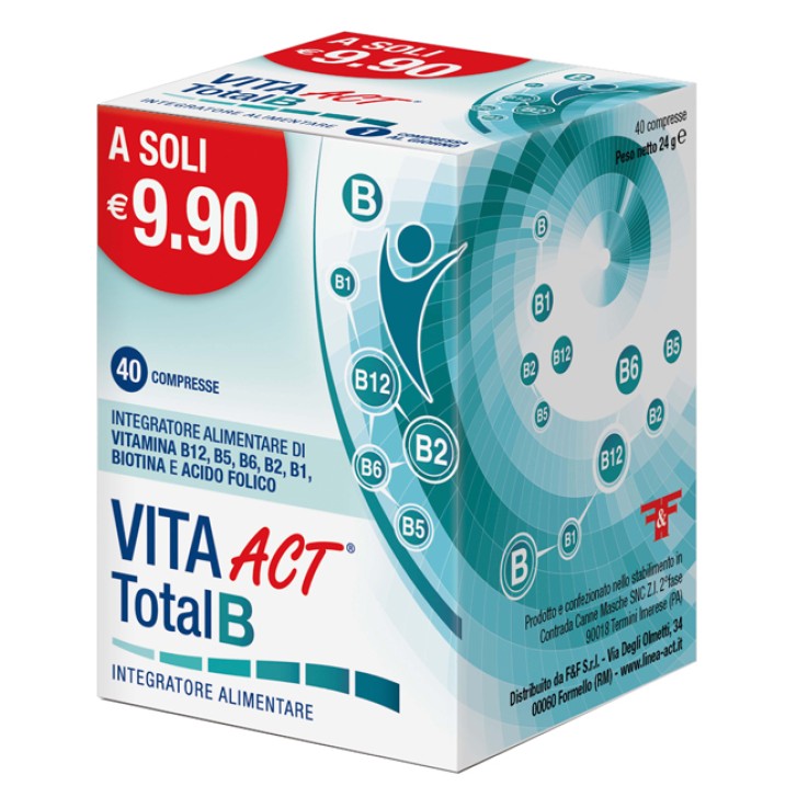 Vita Act Total B 40 Compresse - Integratore Alimentare Biotina e Acido Folico