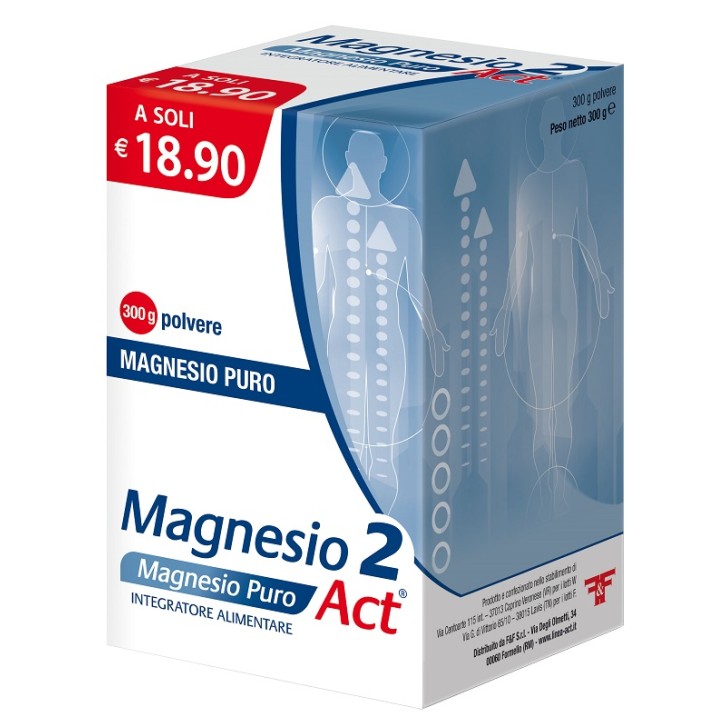 Magnesio 2 Act Magnesio Puro Polvere 300 grammi - Integratore Alimentare
