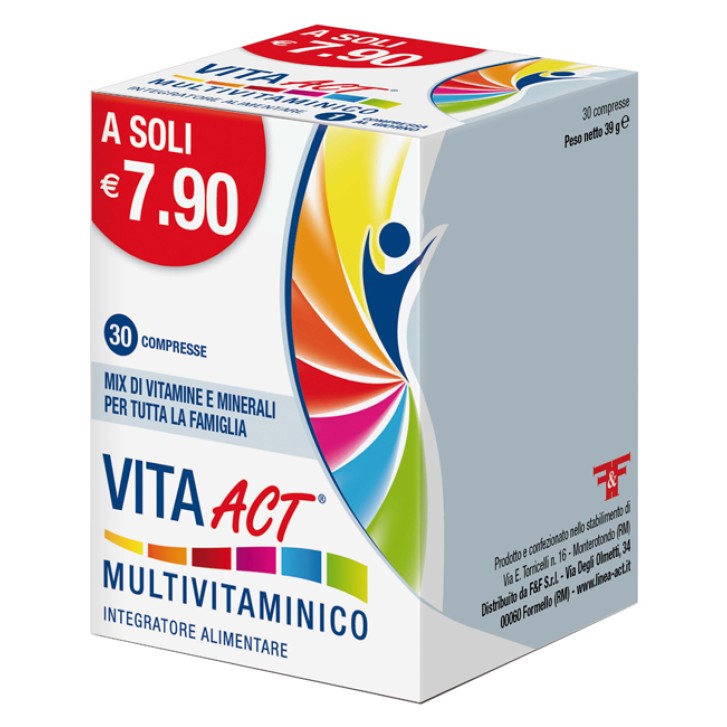 Vita Act Multivitaminico 30 Compresse - Integratore Alimentare Multivitaminico e Sali Minerali