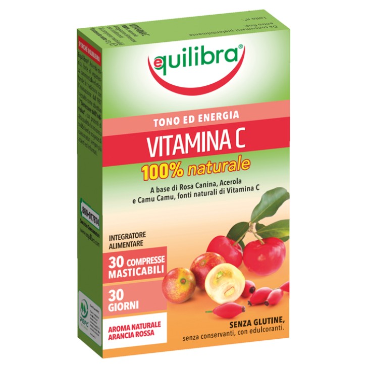 Equilibra Vitamina C 100% Naturale 30 Compresse Masticabili - Integratore Antiossidante