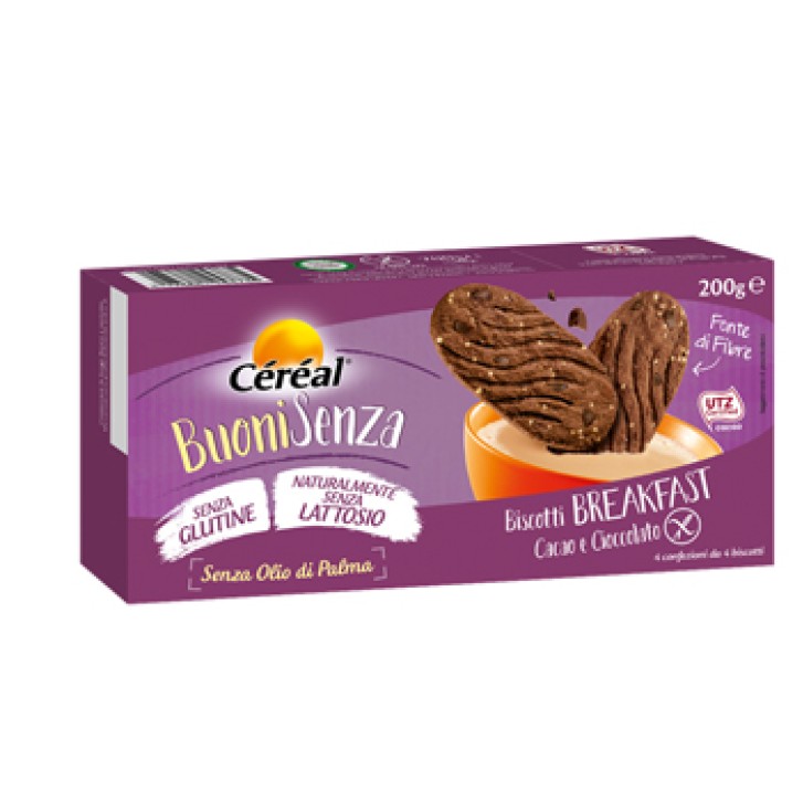 Cereal Biscotti al Cioccolato Senza Glutine e Lattosio 200 grammi