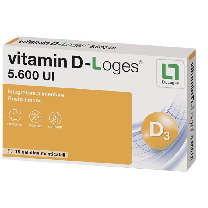 Vitamin D-Loges Gusto Limone 15 Gelatine Masticabili - Integratore Alimentare