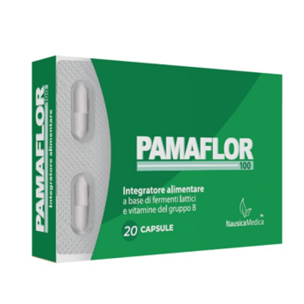 Pamaflor 100 20 capsule - Integratore Alimentare Fermenti Lattici e Vitamina B