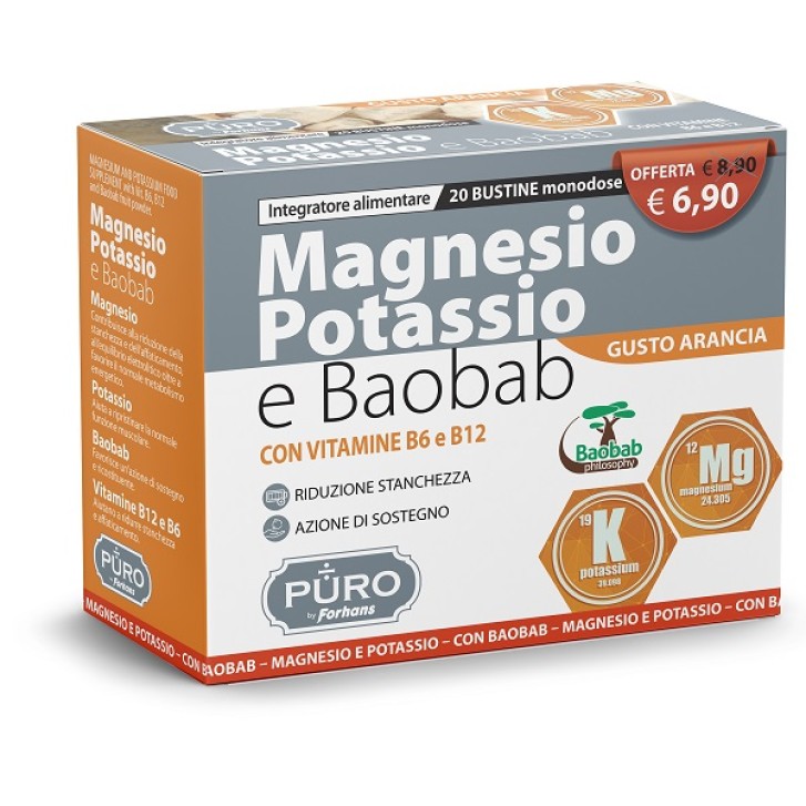 Forhans Puro Magnesio Potassio e Baobab 20 Bustine - Integratore Alimentare